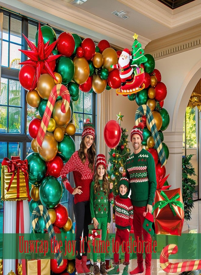 kozee Christmas party Decorations with Emerald Green Red and Gold balloon arch & Santa Candy Cane Star 4D Square gift ribbon foil balloons for Winter Christmas new years eve party Decorations - Image 2